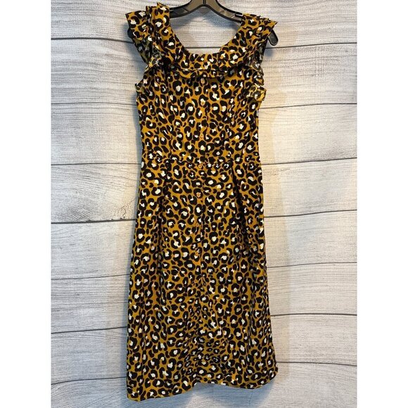 Who What Wear Ruffled Leopard Print Midi Dress XS - Picture 1 of 4